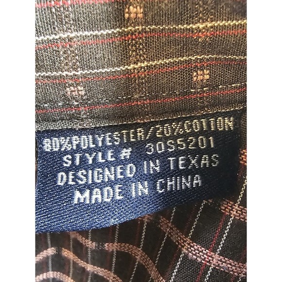 Panhandle Slim Western Shirt Mens Sz 17 36 Black Pearl Snaps Brown with Stripes - Picture 10 of 12